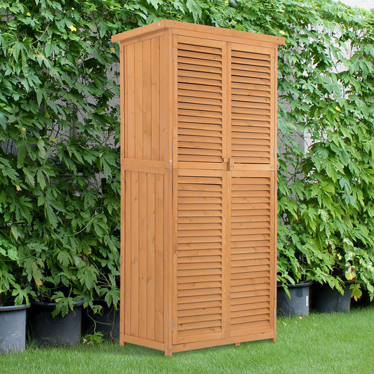 Outsunny 3' x 5' Wooden Garden Storage Shed, Sheds & Outdoor Storage with Asphalt Roof & 2 Large Wood Doors with Lock, Natural | Aosom Canada