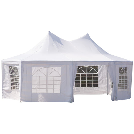 Wedding Tent Outsunny 22.3ft Octagonal Party Tent Wedding Shelter Outdoor White | Aosom Canada