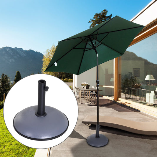 Outsunny 18” Round Concrete Patio Umbrella Stand Heavy Duty Market Parasol Base Outdoor Offset Weight Holder 44lb Grey | Aosom Canada