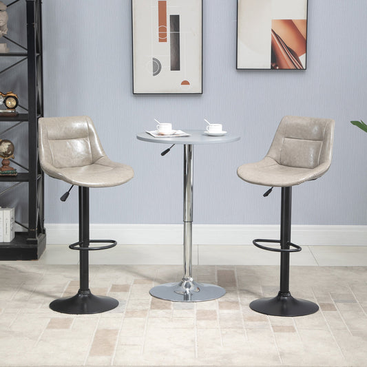 HOMCOM Modern Swivel Bar Stools Adjustable Height Bar Chairs in PU Leather with Footrest, Set of 2, Grey | Aosom Canada
