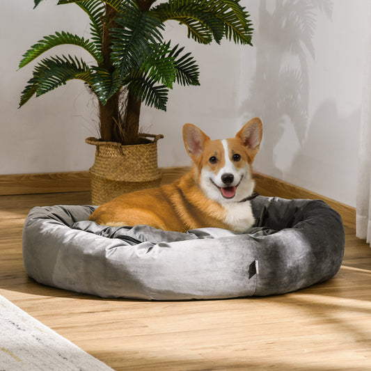 PawHut Pet Bed, Soft Velvet Lounge Sleeper, Machine Washable Cushion, Soft Padding, Zippered Cover, Portable for Large Dogs, Dark Grey | Aosom Canada