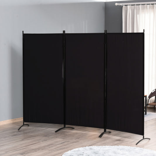 HOMCOM 3-Panel Folding Screen Room Divider Privacy Separator Partition for Indoor Bedroom Office, Outdoor Patio 100"x72" Black | Aosom Canada