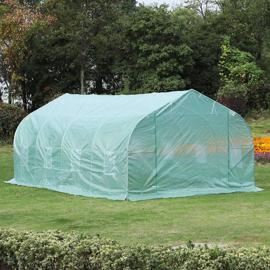 Outsunny 20x10x7ft Walk-in Greenhouse Plant Tree Seed Cover Tunnel Deluxe | Aosom Canada