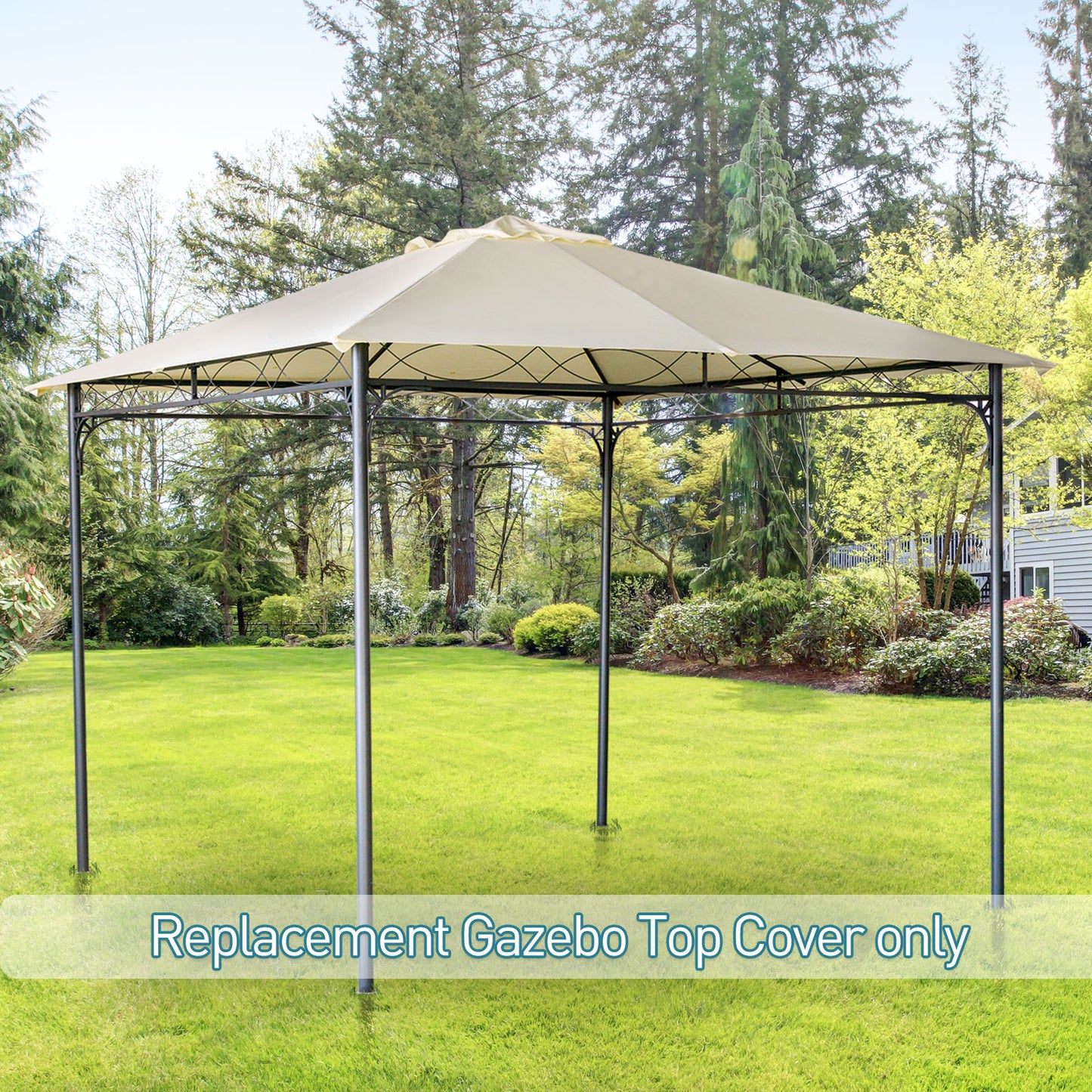 Outsunny 10' x 10' Square Gazebo Canopy Replacement UV Protected Top Cover Sun Shade Beige | Aosom Canada