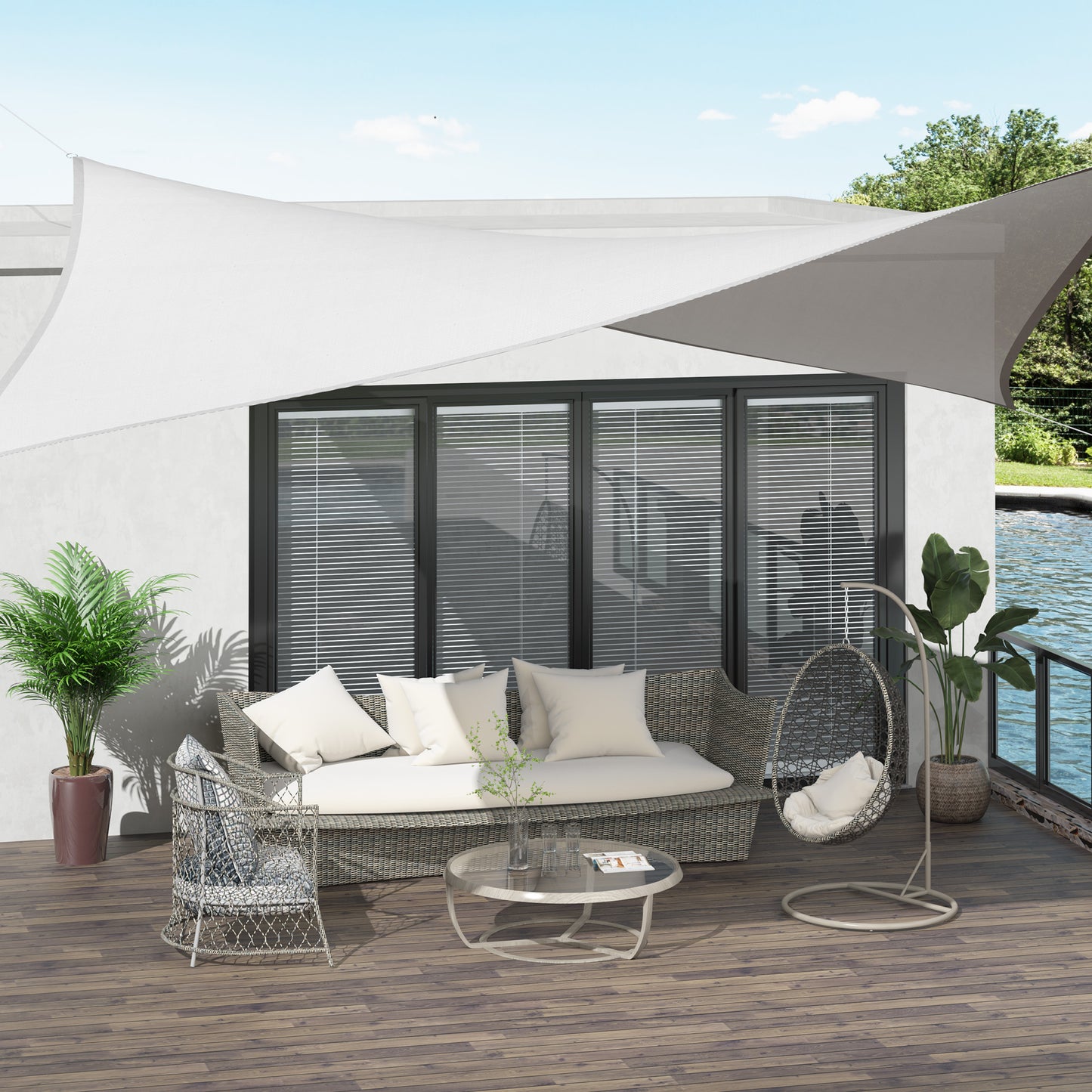 Outsunny Rectangle 13' x 20' Canopy Sun Sail Shade Garden Cover UV Protector Outdoor Patio Lawn Shelter with Carrying Bag (Cream White) | Aosom Canada
