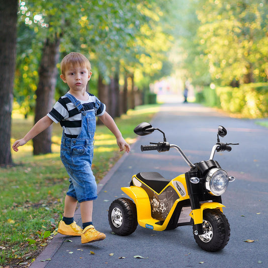 Aosom Kids Electric Motorcycle Ride-On 3-Wheels Battery Powered Motorbike Rechargeable 6V with Horn Headlights 18 - 36 Months Yellow | Aosom Canada