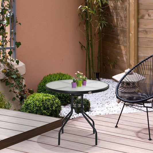 Outsunny Bistro Table Outdoor Round Dining Coffee Table Tempered Glass Top Side Table Patio Garden - 31.5'' Diameter | Aosom Canada