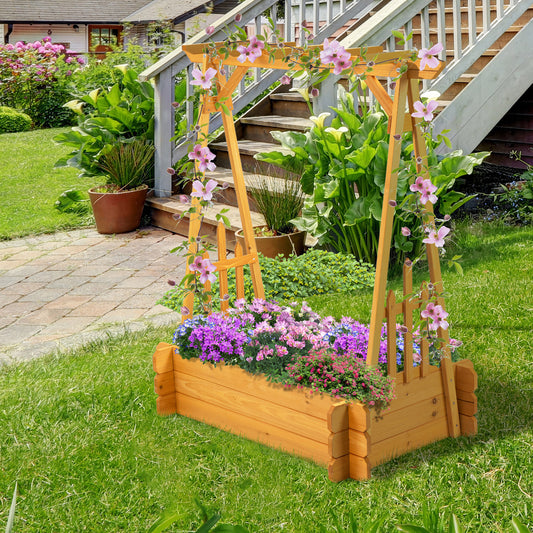 Outsunny 43"x26"x47" Raised Garden Bed with Arbor Arch Trellis for Various Climbing Plant, Outdoor Garden Box | Aosom Canada