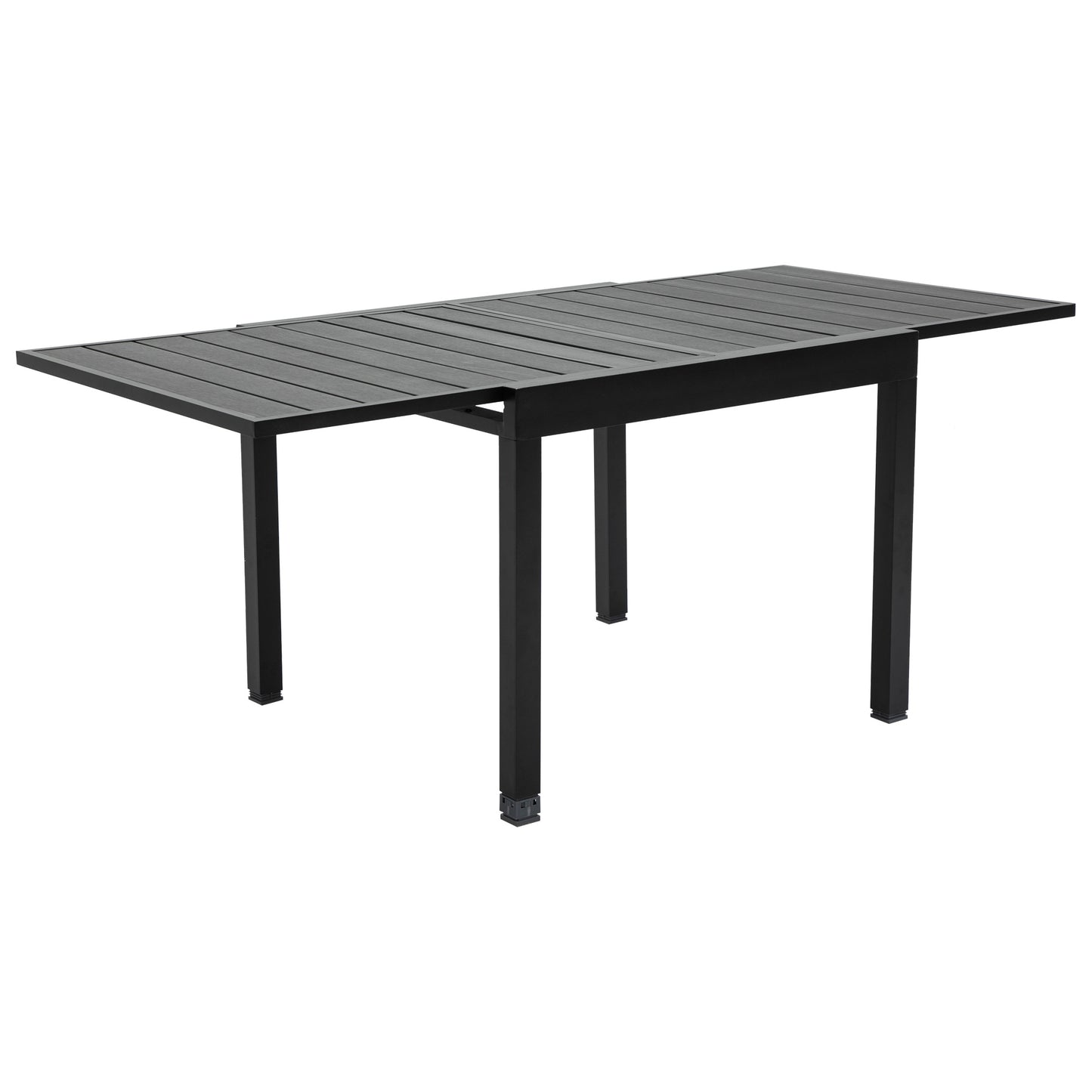 Outsunny Expandable Dining Table Metal Outdoor Slat Table for 4-6 Person Rectangular Lawn Garden Bistro Patio Table, Black | Aosom Canada