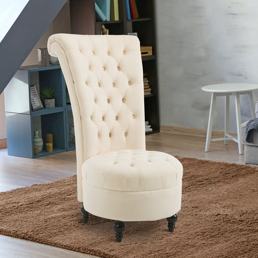HOMCOM 45" Tufted High Back Velvet Accent Chair Living Room Soft Padded Couch Lounge (Cream White) | Aosom Canada
