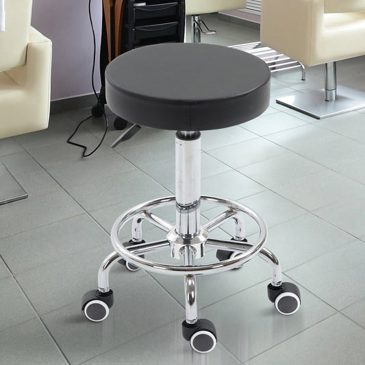Vinsetto Adjustable Swivel Salon Stool Hydraulic PU Barber Rolling Massage Tattoo Chair Bar Beauty SPA Seat Black | Aosom Canada