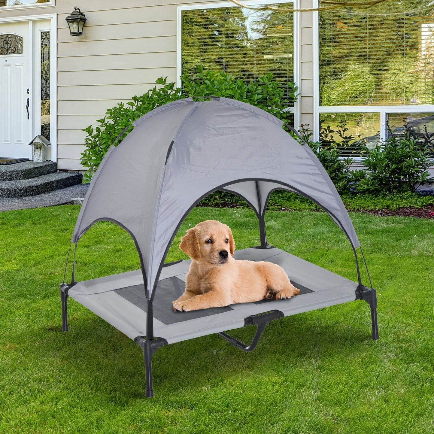 PawHut D04-059 Elevated Pet Bed Dog Cot Grey(36.2" L X 29.9" W X 36.2" H) | Aosom Canada