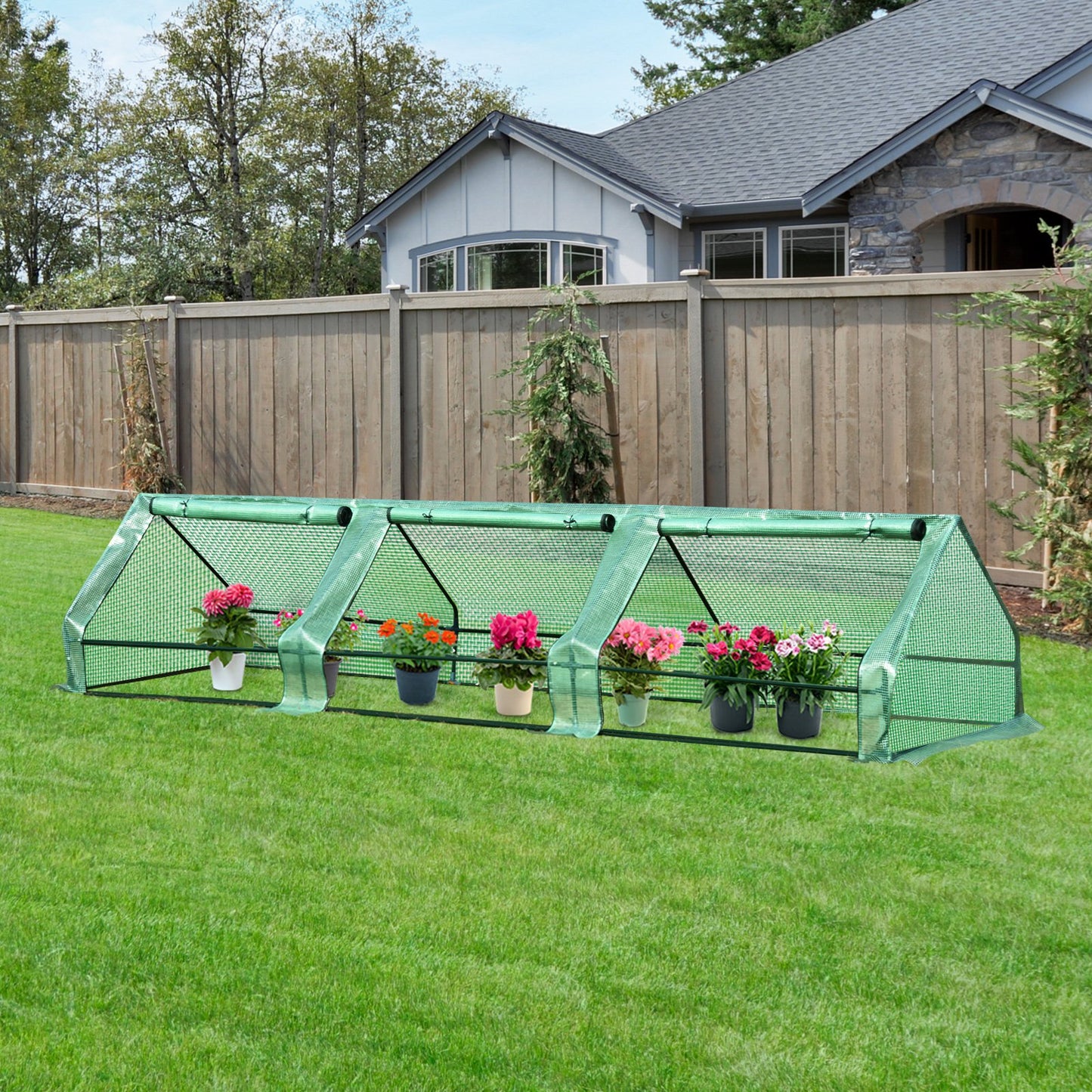Outsunny Walk-in Plant Greenhouse 3 Doors Portable | Aosom Canada