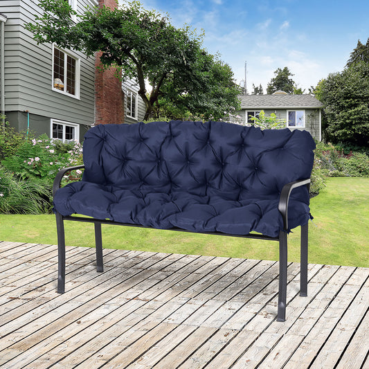 Outsunny 3 Seater Outdoor Seat Pads Bench Swing Chair Replacement Cushions Backrest for Patio Garden, Dark Blue | Aosom Canada