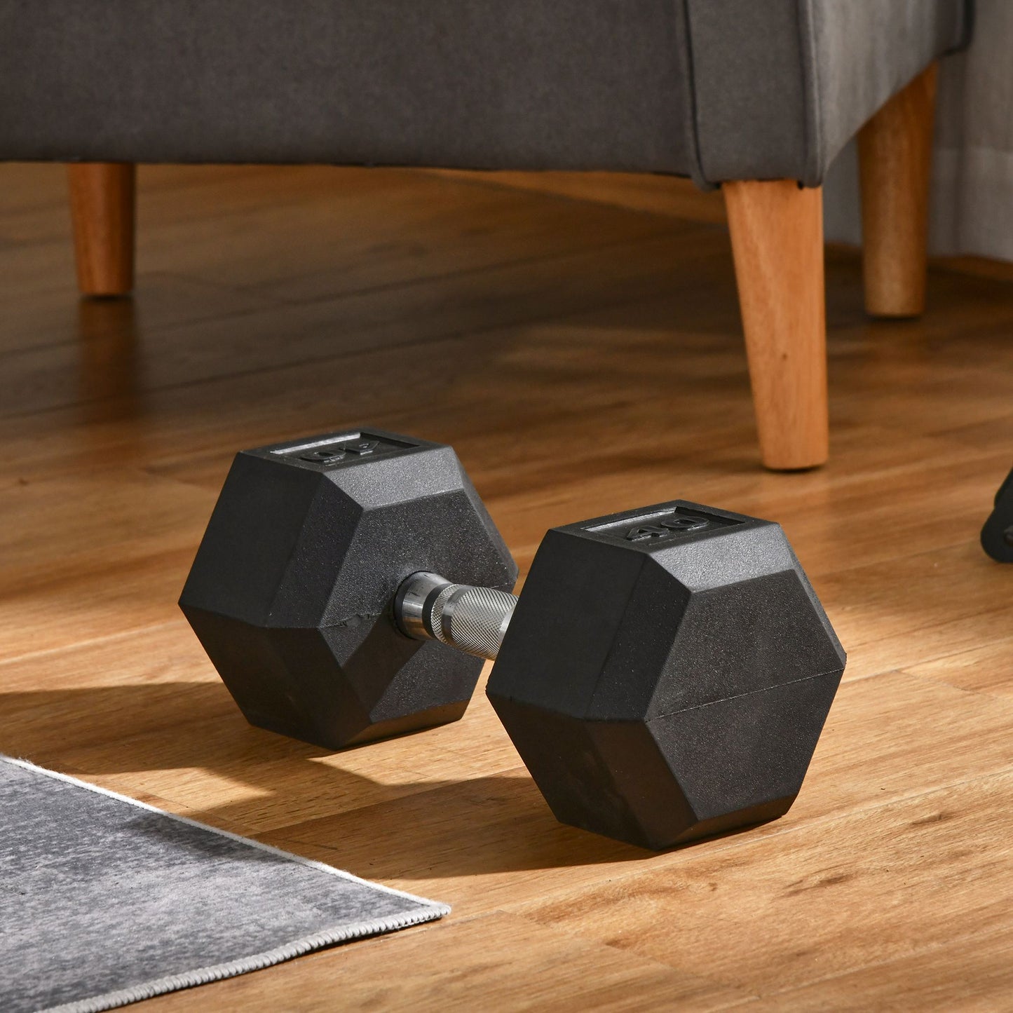 Soozier 40lbs Rubber Dumbbells Weight Dumbbell Hand Weight Barbell for Body Fitness Training for Home Office Gym, Black | Aosom Canada