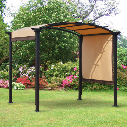 Outsunny 10' x 8' Outdoor Retractable Canopy Pergola Steel Frame Patio Pergola Shelter Sun Shade with Arc Roof, Beige | Aosom Canada