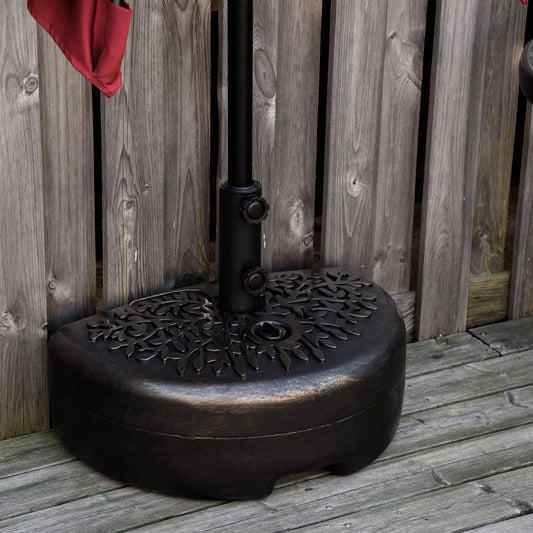 Outsunny Half Round Umbrella Base Fillable Patio Umbrella Stand Holder, 35 lb Water or 42 lb Sand, Bronze | Aosom Canada