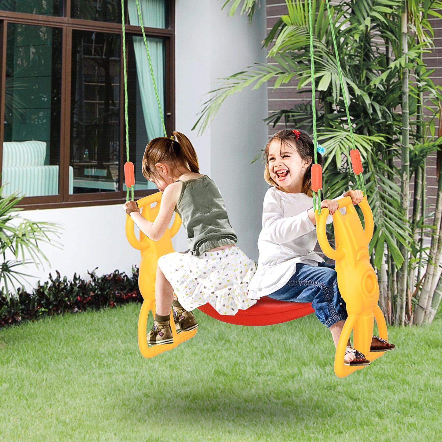 Qaba Outdoor Kid Glider Swing Seat board Set 3+ Years Plastic Hanging Child Swing 2 Seat | Aosom Canada