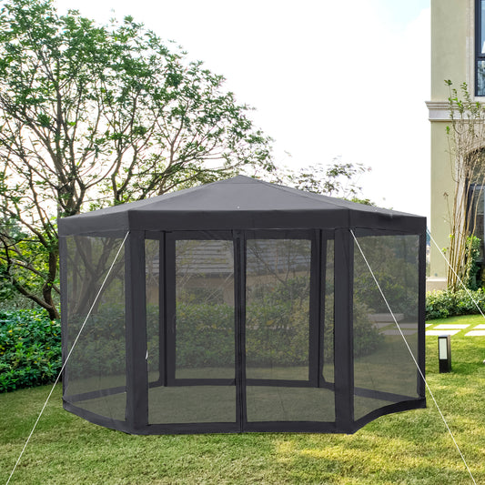 Outsunny Φ13' Hexagon Patio Gazebo Tent Garden Party Outdoor Activity Event Canopy Quick Sun Shelter Pavilion, Dark Grey | Aosom Canada