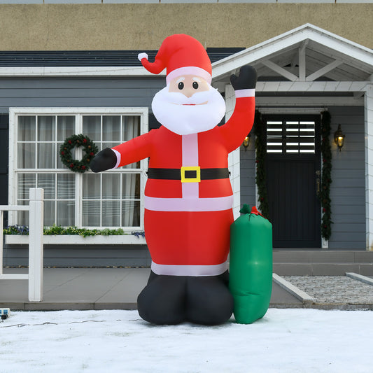 HOMCOM Inflatable Christmas Outdoor Lighted Yard Decoration, Santa Claus with Sack, 8' Tall | Aosom Canada