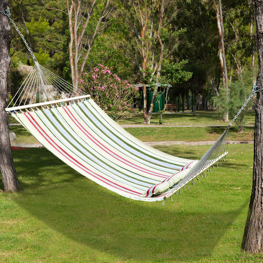 Outsunny 83" Hammock Bed Sun Lounger Bed Camping Hang Sleep w/Pillow | Aosom Canada