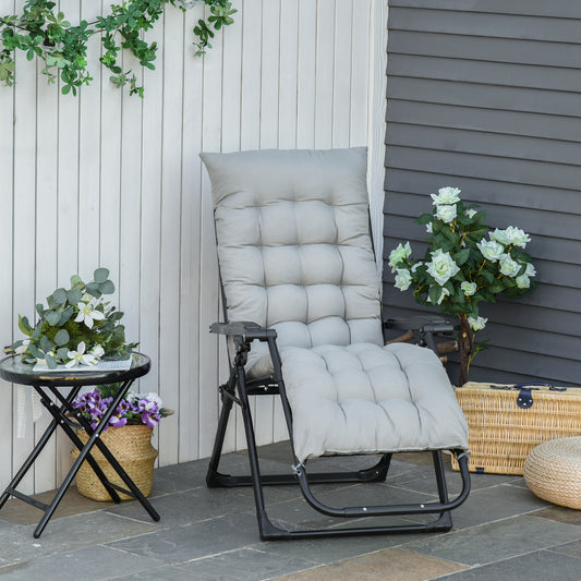 Outsunny Reclining Zero Gravity Chair Folding Garden Sun Lounger with Cushion Headrest Black | Aosom Canada