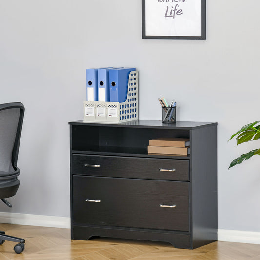 Vinsetto Lateral File Cabinet with Shelf, Drawer for Letter Sized, Filing Folder Storage Organizer, Black | Aosom Canada