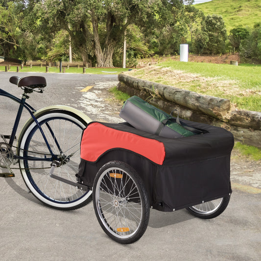 Aosom Bike Cargo Trailer Bicycle Luggage Carrier Cart Foldable with Cover Black Red | Aosom Canada