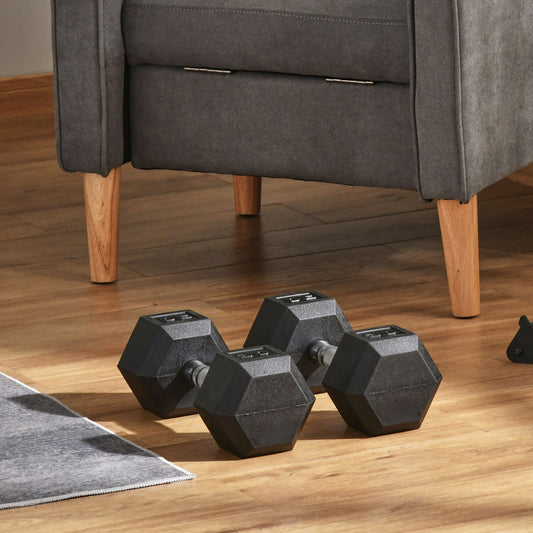 Soozier 60lbs Rubber Dumbbells Weight Set Dumbbell Hand Weight Barbell for Body Fitness Training for Home Office Gym, Black | Aosom Canada