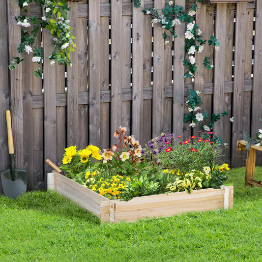 Outsunny 39'' x 39'' Screwless Raised Garden Bed, Wooden Planter Box, Easy DIY Herb Garden for Outdoor Lawn Yard | Aosom Canada
