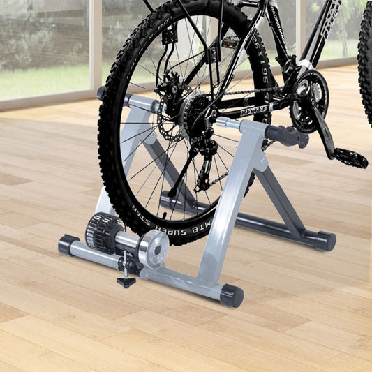 Soozier Cycling Trainer Indoor Bike Trainer Stand Exercise Stand With Fan Fly Wind Wheel Folding Turbo Silver | Aosom Canada