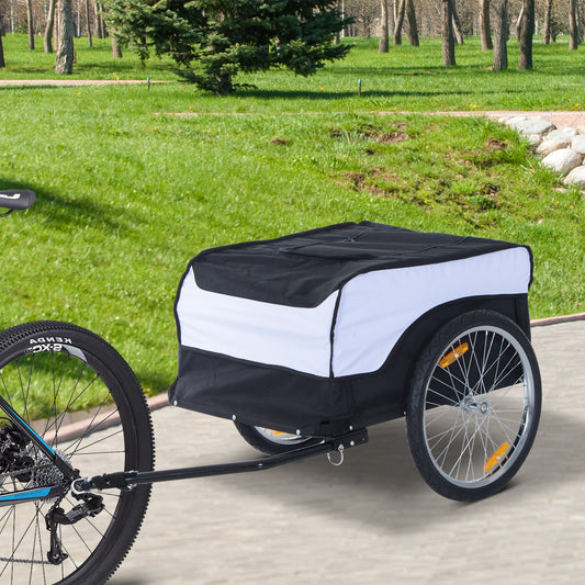 HOMCOM  Bike CargoTrailer Bicycle Luggage Carrier Cart Foldable with Cover White Black | Aosom Canada