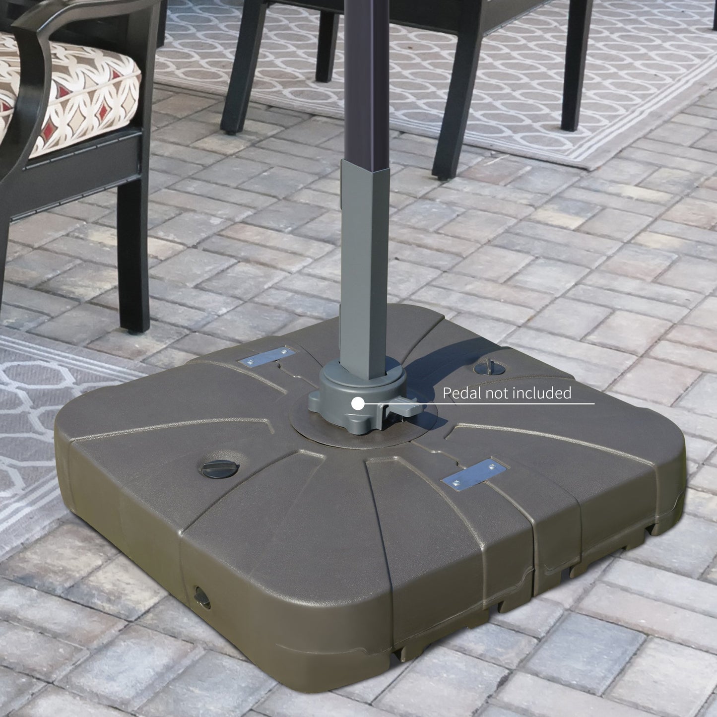 Outsunny Square Cantilever Patio Umbrella Base Water or Sand Filled with Wheels Crossbar Heavy-Duty Umbrella Stand | Aosom Canada