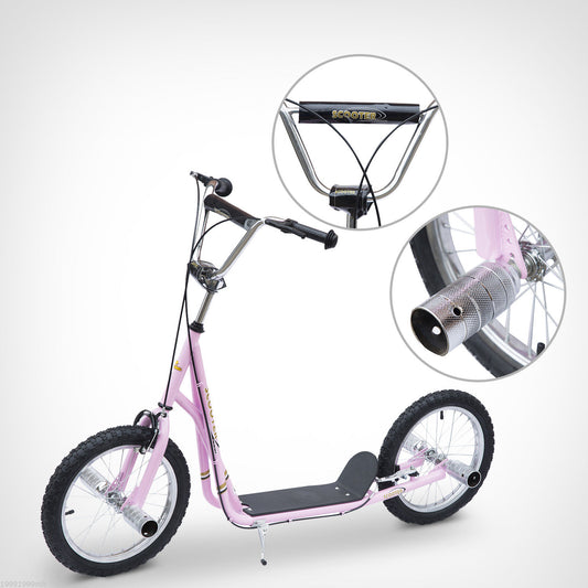 HOMCOM Adult Teen Kick Scooter Kids Stunt Bike Ride On 16" Tyres Pink | Aosom Canada