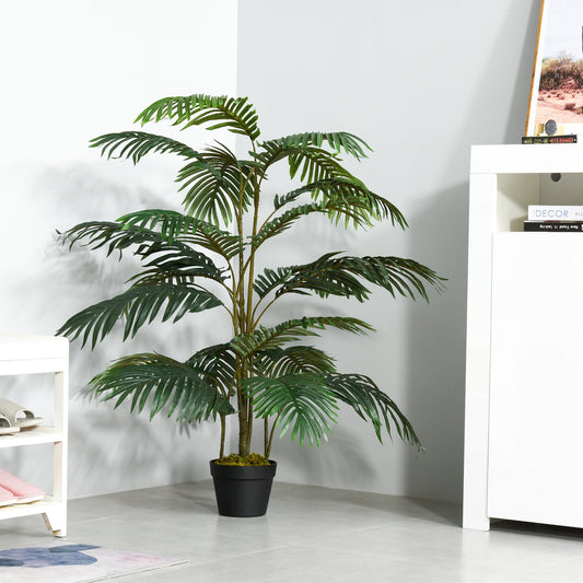 Outsunny 4.6FT Artificial Palm Tree Faux Plant with 20 Leaves in Nursery Pot for Indoor Outdoor Greenery Home Office Decor | Aosom Canada