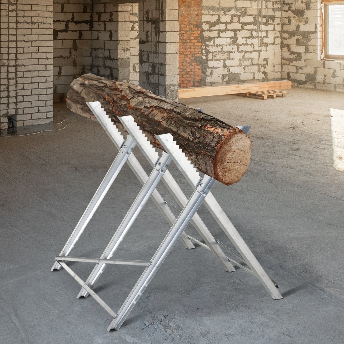 DURHAND Saw Horse Material Support Heavy Duty 220Lbs Foldable Design Saving Space w/ Sawtooth | Aosom Canada