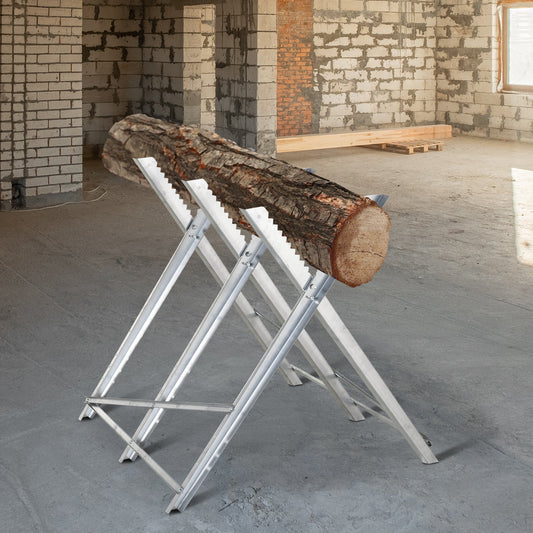 DURHAND Saw Horse Material Support Heavy Duty 220Lbs Foldable Design Saving Space w/ Sawtooth | Aosom Canada
