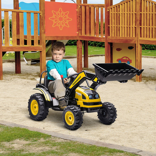 Aosom Kids Digger Ride On Excavator 6V Battery Powered Construction Tractor Music Headlight for 3-5 years old Yellow | Aosom Canada