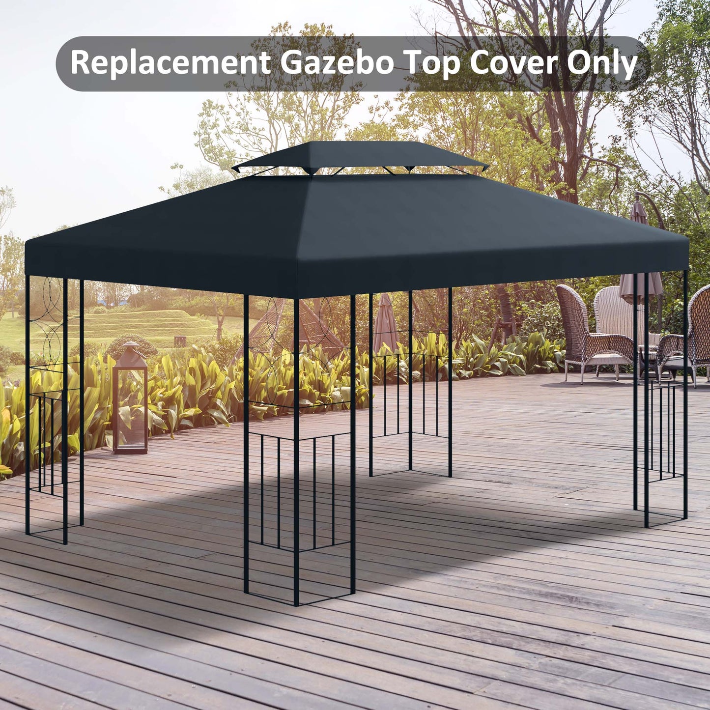Outsunny 13' x 10' Gazebo Replacement Canopy 2 Tier Top UV Cover Pavilion Garden Patio Outdoor, Grey (TOP ONLY) | Aosom Canada