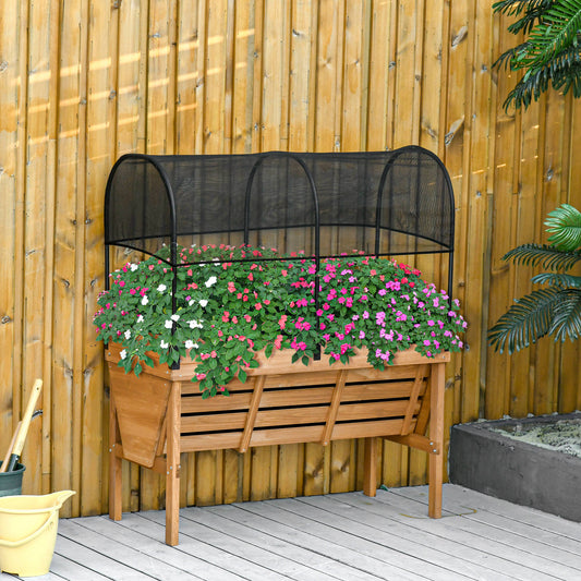 Outsunny Wood Raised Garden Bed with Sunshade Canopy, Planting Box,  Outdoor Vegetable Flower Container, Orange and Black | Aosom Canada