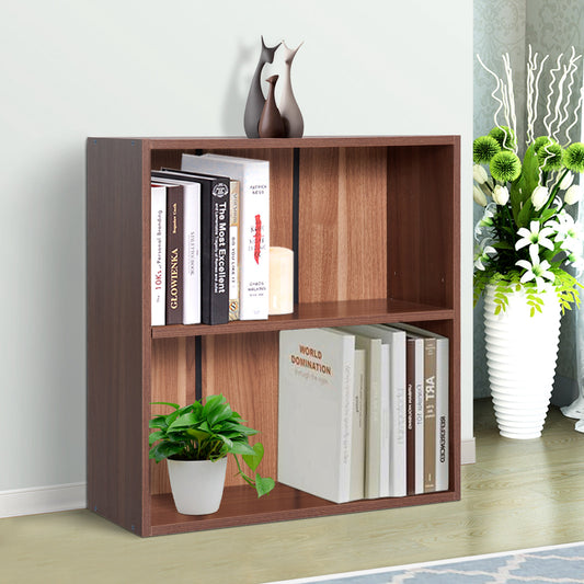 HOMCOM Wood Simple Design Small Bookshelf 2 Tier Storage Contemporary Fashion Home Office Walnut | Aosom Canada