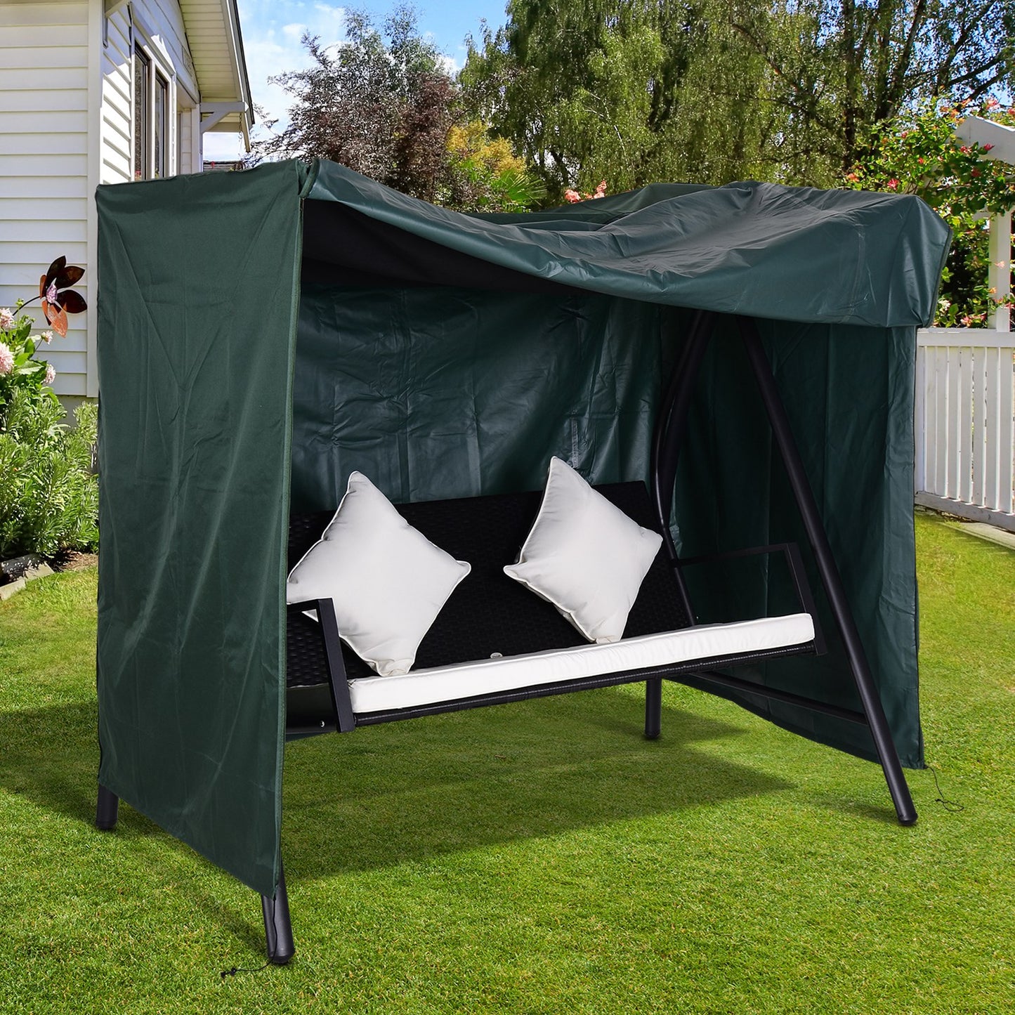 Outsunny Large Patio Swing Chair Cover Outdoor Garden Furniture Protector Wind UV Water Green | Aosom Canada