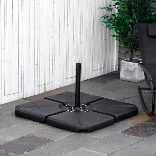 Outsunny 4 Piece Umbrella Base Stand Cantilever Offset Patio Umbrella Weight Plates w/ U Locking, Black | Aosom Canada