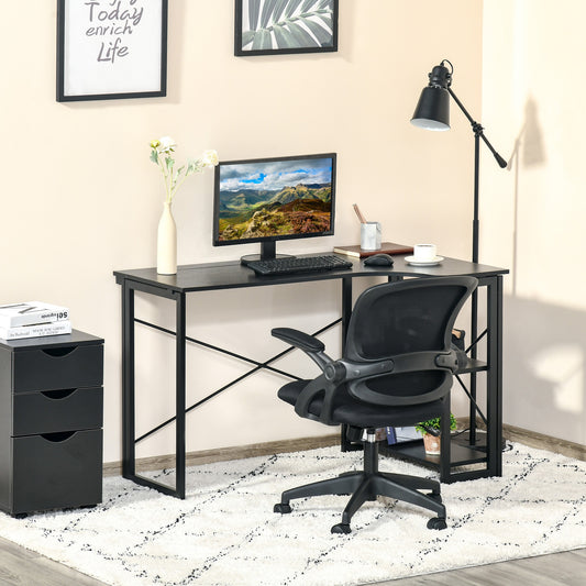HOMCOM L-Shaped Computer Desk, Folding Home Office Corner Desk Study Workstation Table with 2 Shelves, Black | Aosom Canada