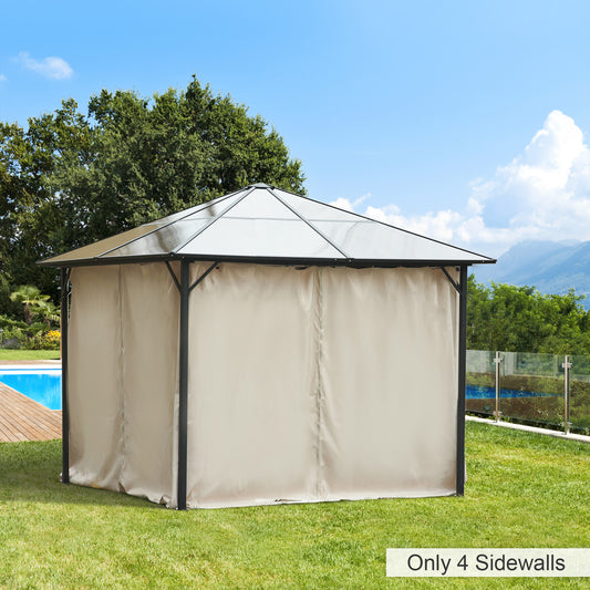 Outsunny 10' x 10' Universal Gazebo Sidewall Set with 4 Panels, Hooks/C-Rings Included for Pergolas & Cabanas, Beige | Aosom Canada
