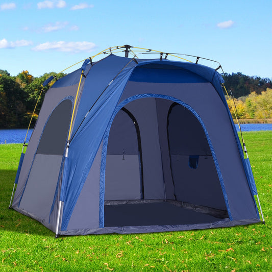 Outsunny Instant Automatic Camping Tent Outdoor Easy Pop Up Tent  Portable Backpacking Dome Shelter 5 Person Grey | Aosom Canada