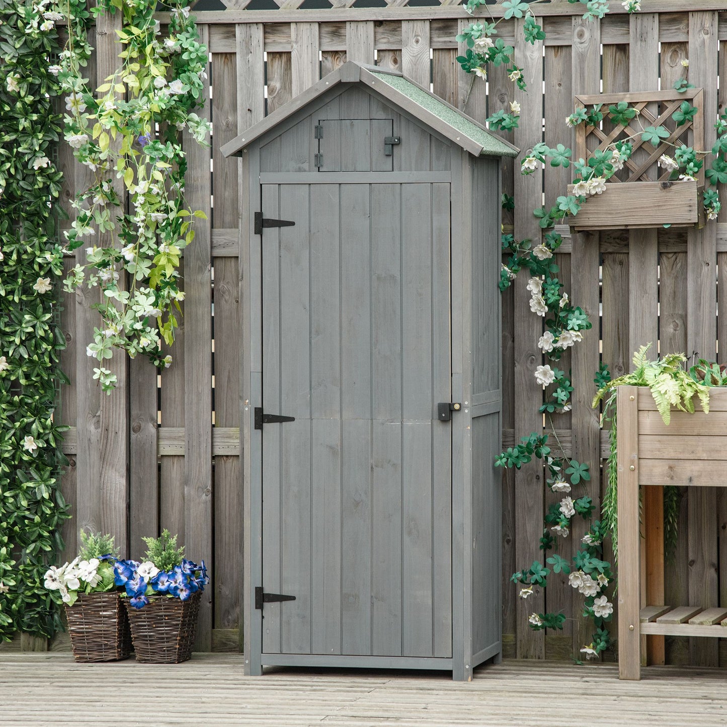 Outsunny 30" x 21" x 71" Garden Storage Shed, Sheds & Outdoor Storage Outdoor Workshop Yard Tool Utility Storage House, Grey | Aosom Canada