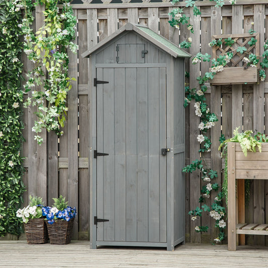 Outsunny 30" x 21" x 71" Garden Storage Shed, Sheds & Outdoor Storage Outdoor Workshop Yard Tool Utility Storage House, Grey | Aosom Canada
