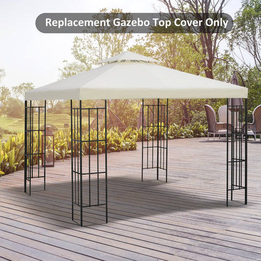 Outsunny 9.8' x 9.8' Square 2-Tier Gazebo Canopy Replacement Top Cover Outdoor Garden Sun Shade, Cream White | Aosom Canada