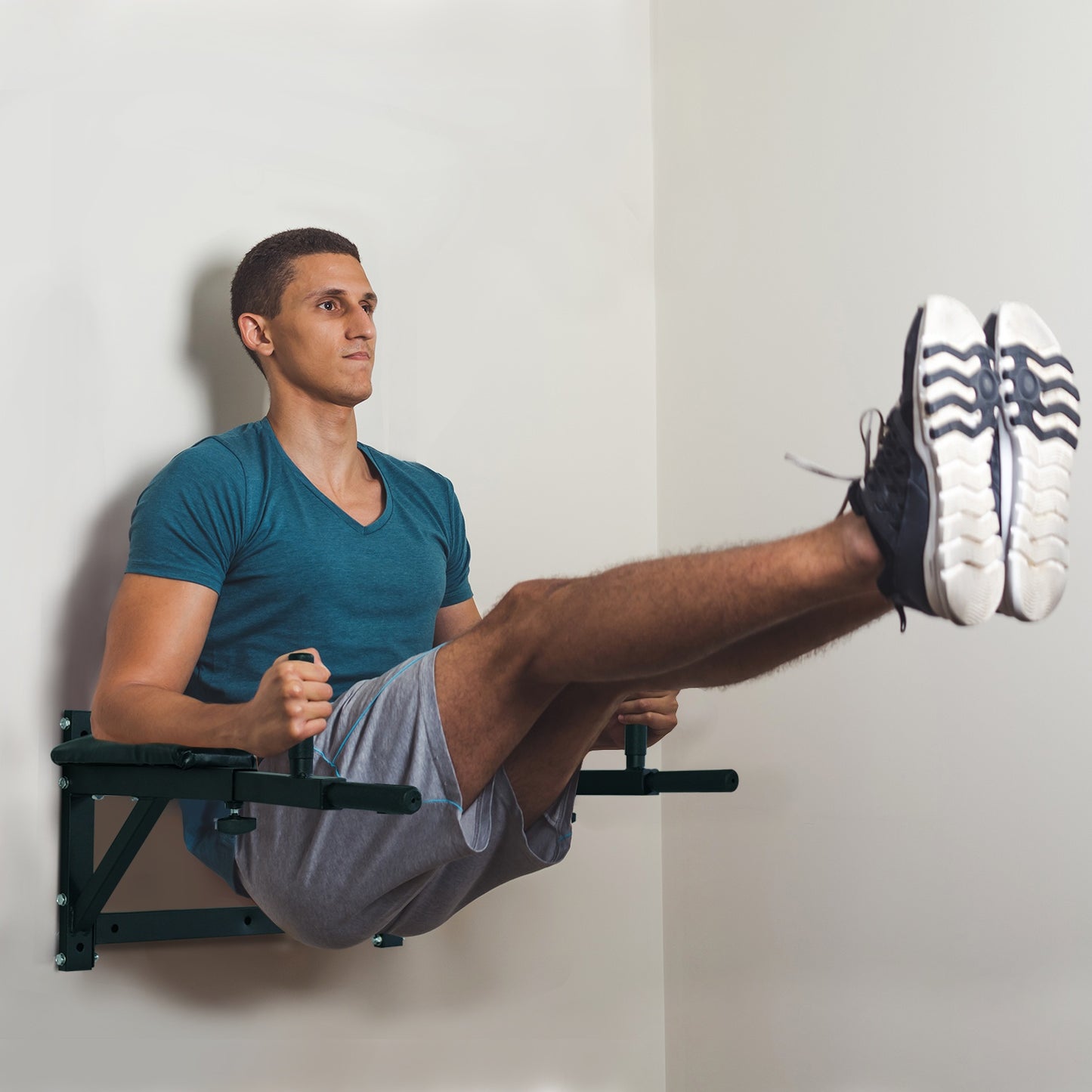Soozier Wall Mounted Dipping Knee Raise Station Rack Triceps Black | Aosom Canada